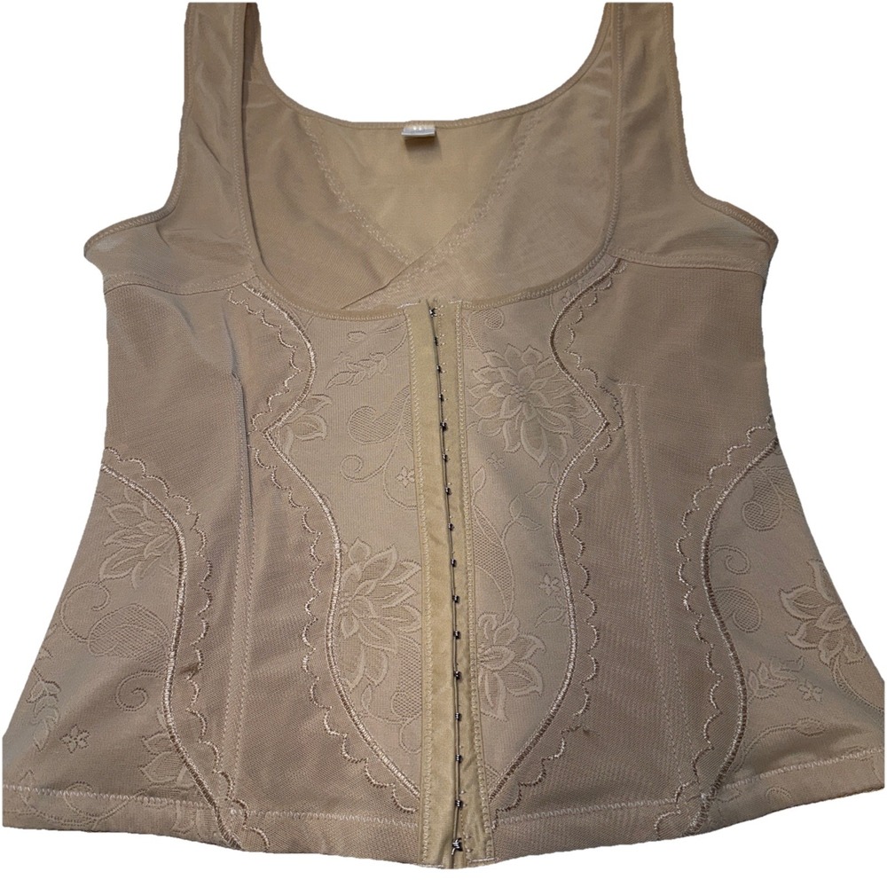 Unbranded Women's  3X Beige Open‎ Front Hook Eye Power Net Corset Body Shaper
